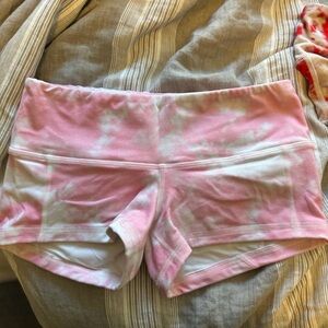 Fleo Pink and White Athletic Shorts with Wide Waistband